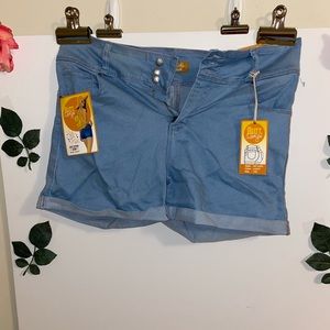 High rise light blue shorts